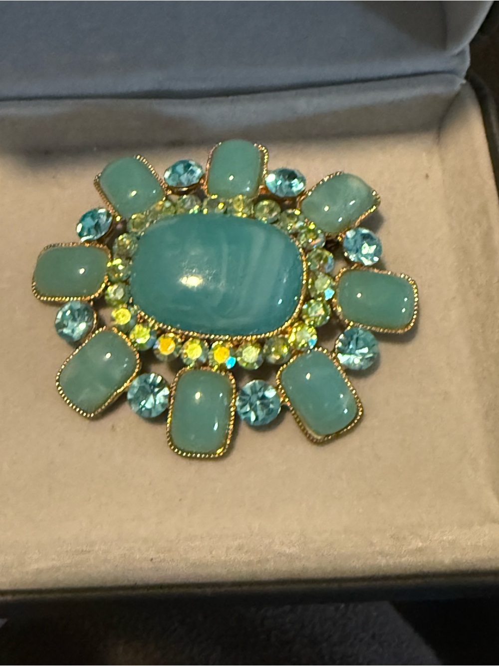 Turquoise Blue Statement Brooch - Elegant Women's Jewelry